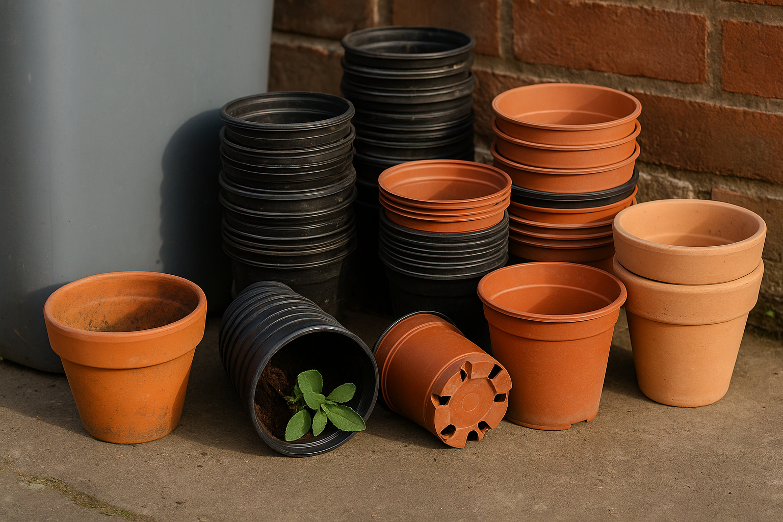 Pots de fleurs en plastique