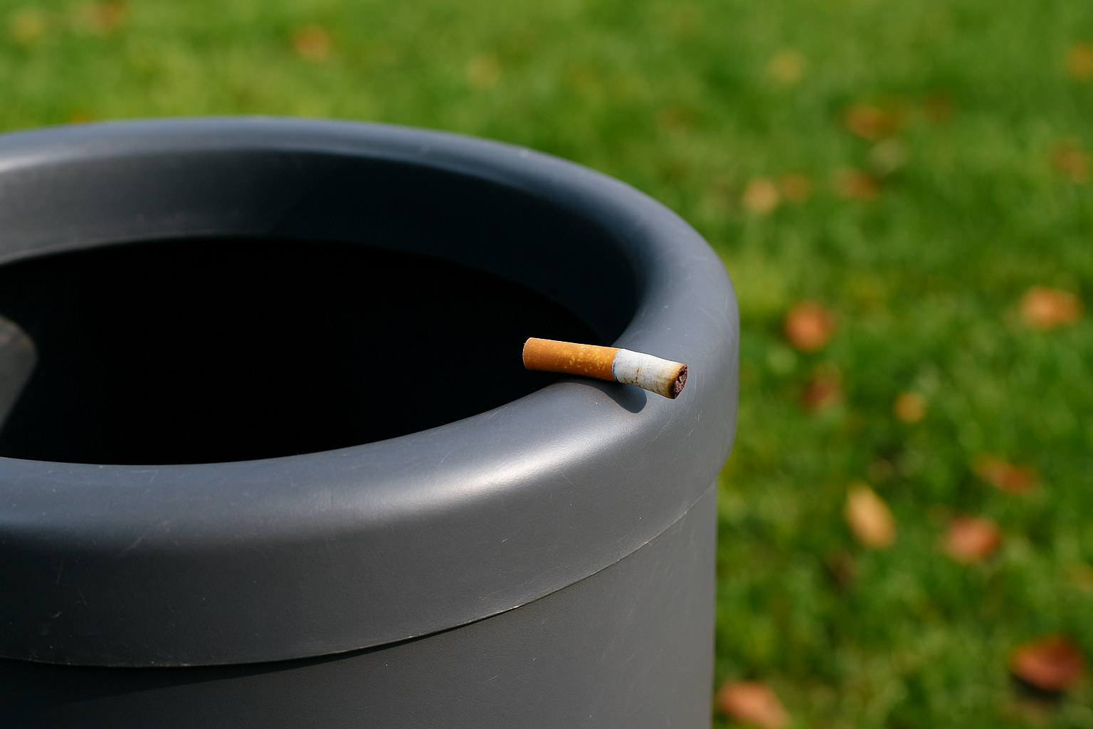 Poubelle et mégot de cigarette