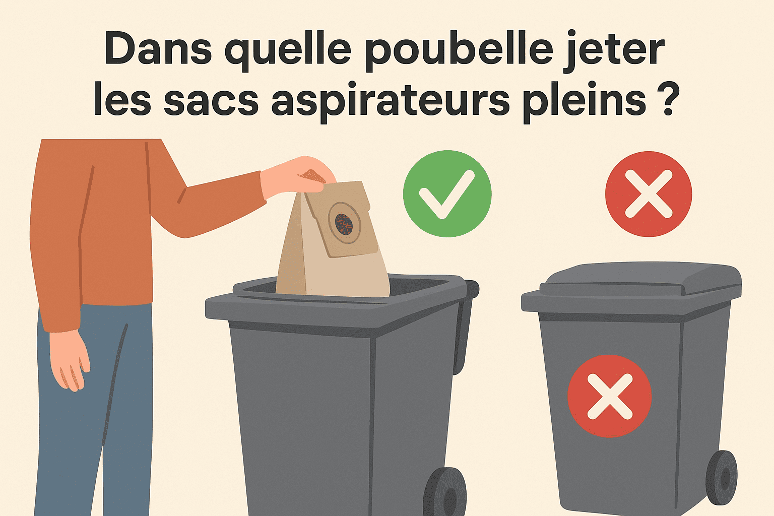 Dans quelle poubelle jeter les sacs aspirateurs pleins ?