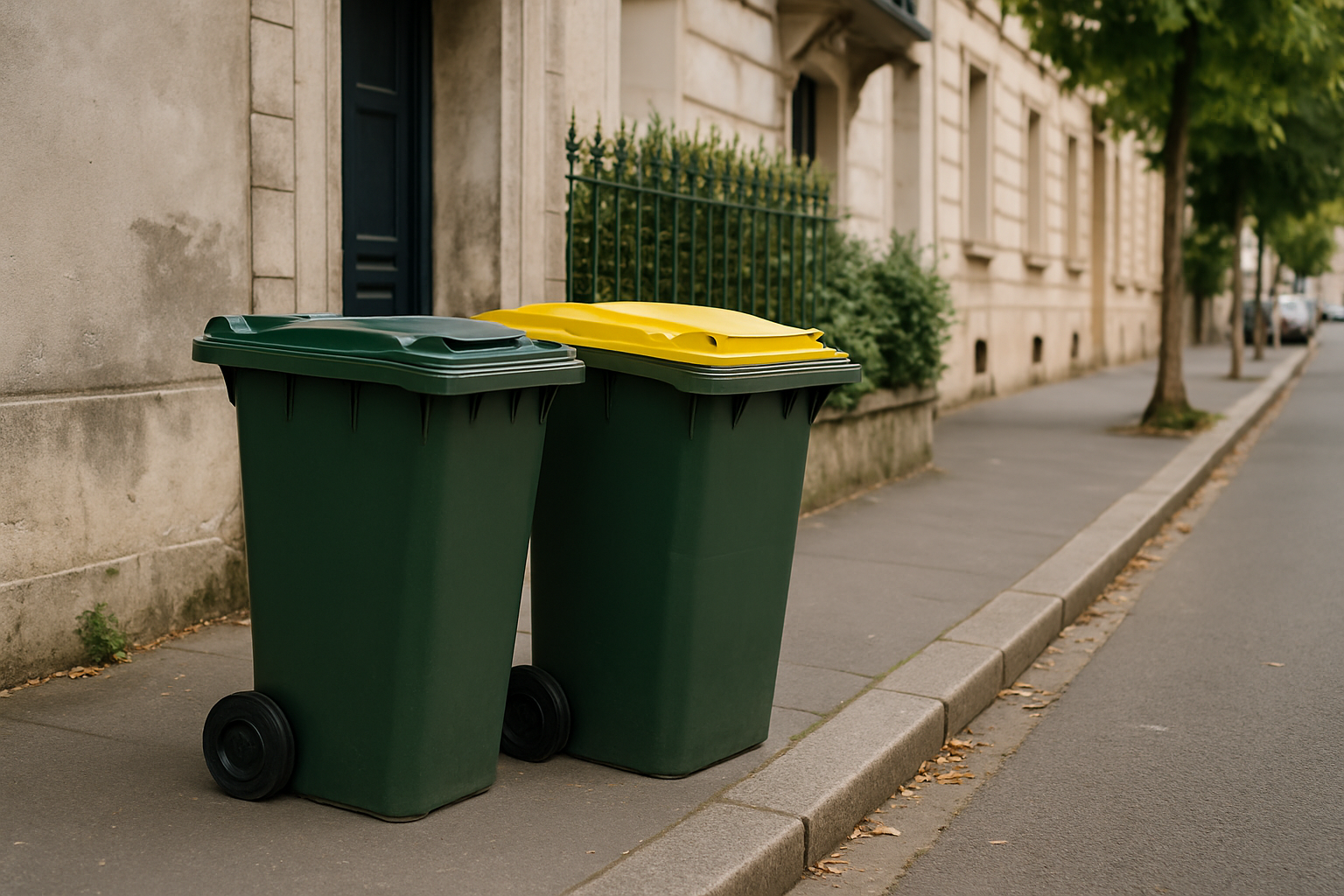 Poubelles sur un trottoir