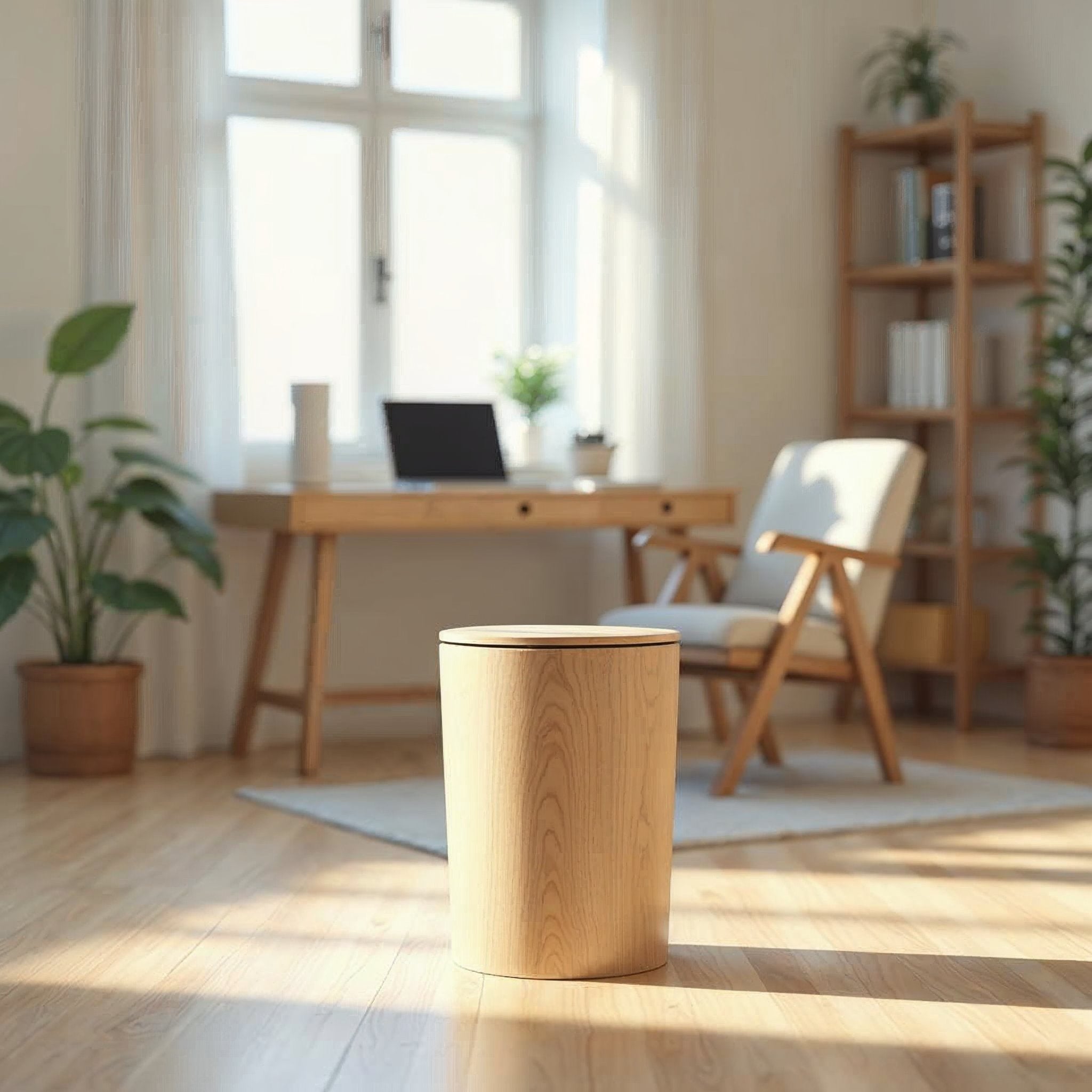 Poubelle de bureau en bois