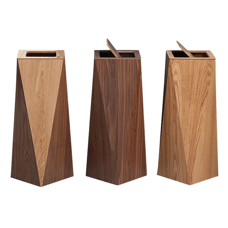 Poubelle Créative Diamant en Bois Moderne