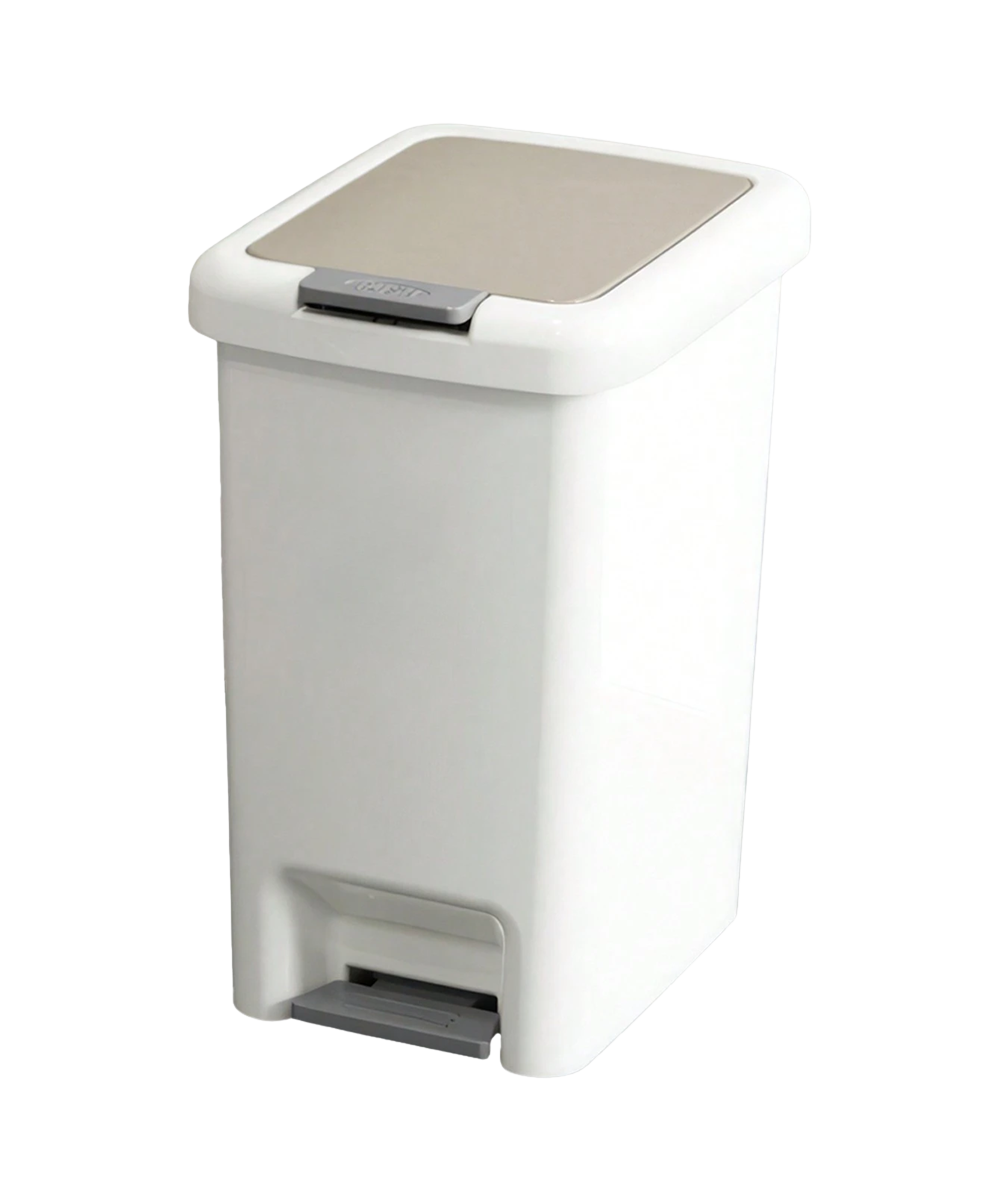 Poubelle à pédale rectangulaire blanche compacte et pratique