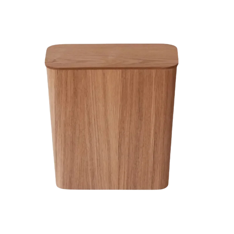 Poubelle en bois design rectangulaire finition frêne