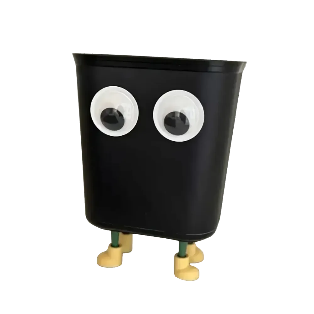 Poubelle originale noire au design ludique 8L