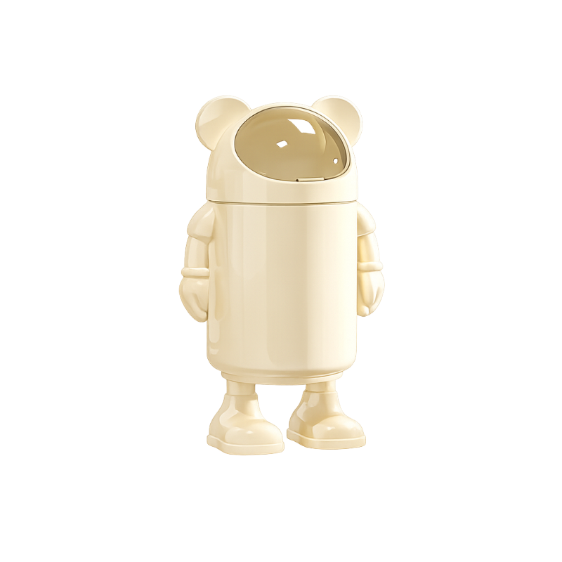 Poubelle design astronaute sur pied