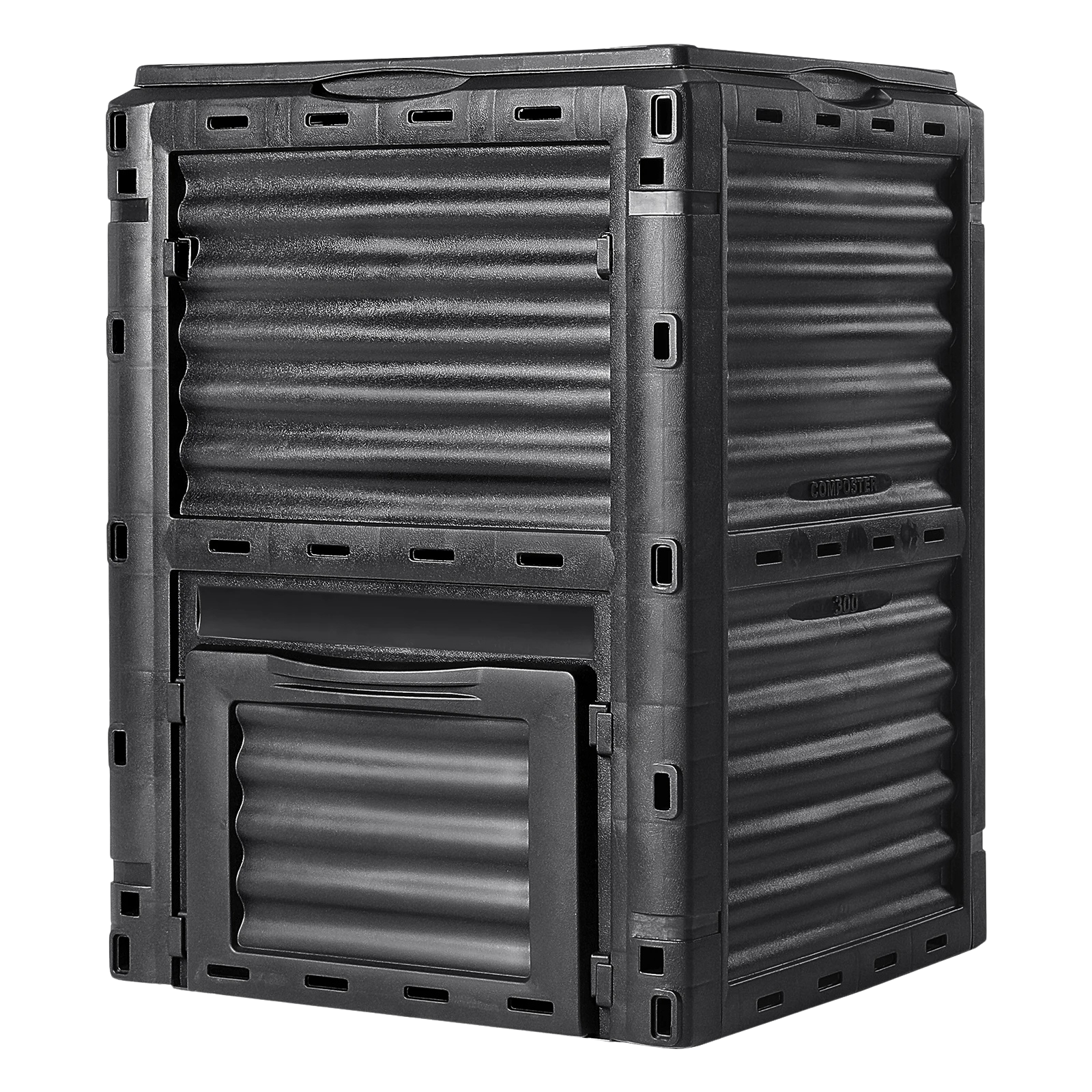 Composteur de jardin de 300L avec couvercle et trappe