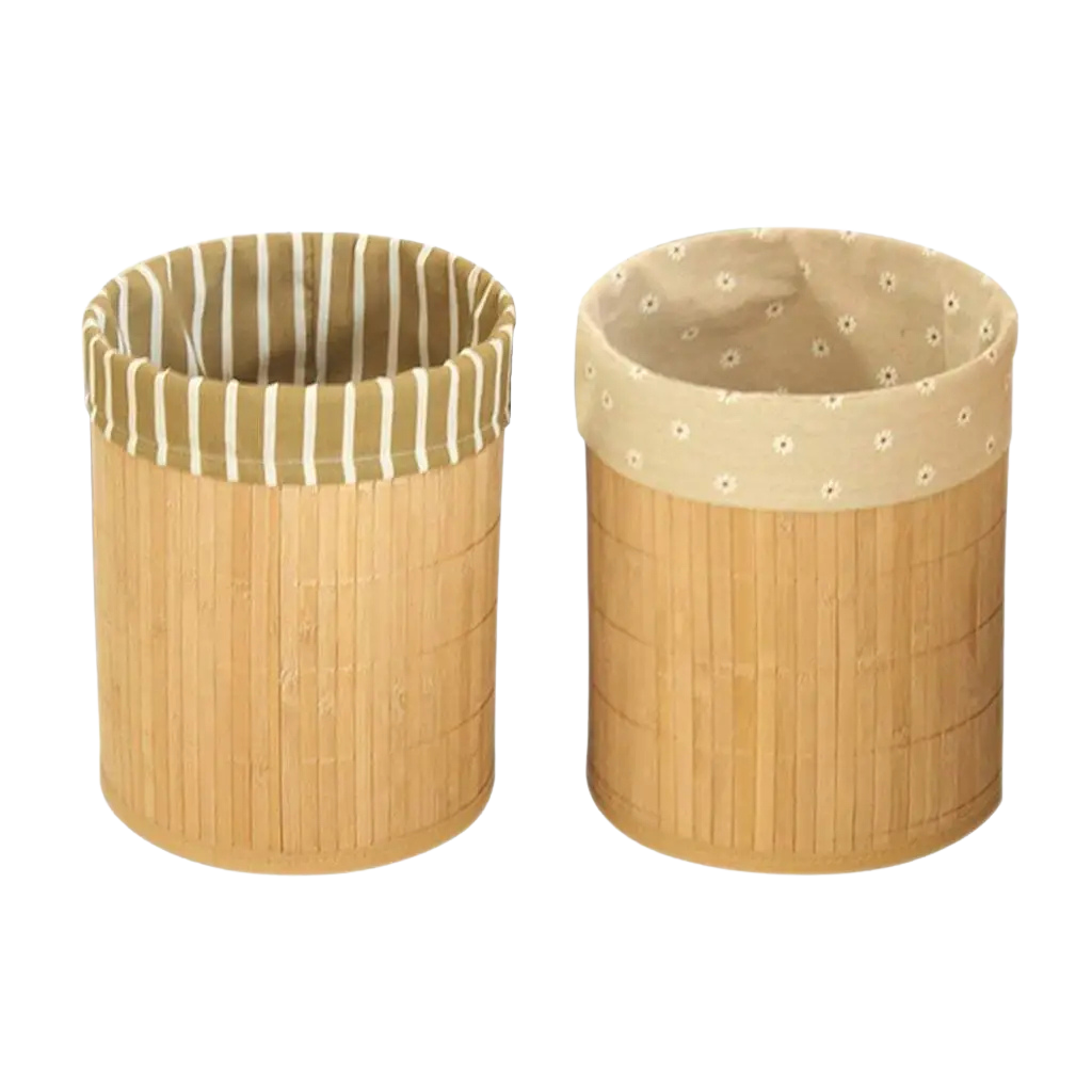 Poubelle pliable en bambou design naturel et compact