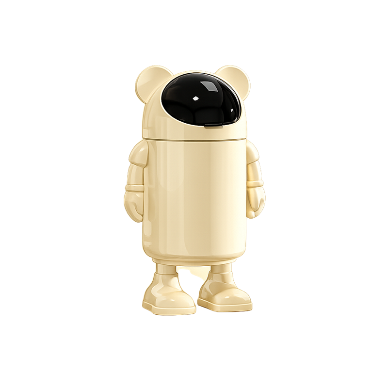 Poubelle design astronaute sur pied