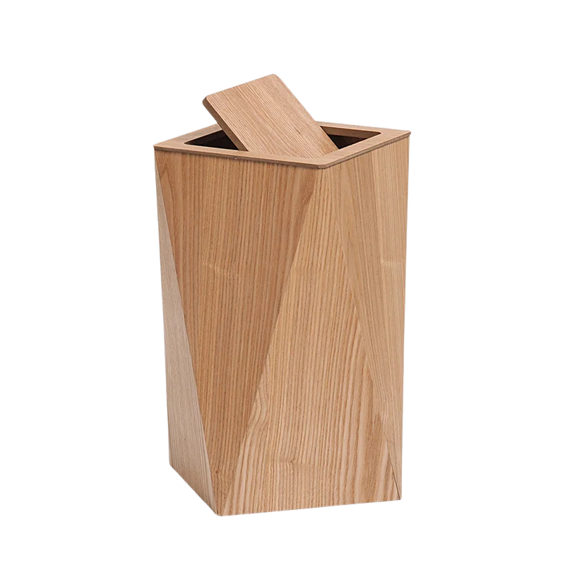 Poubelle Créative Diamant en Bois Moderne