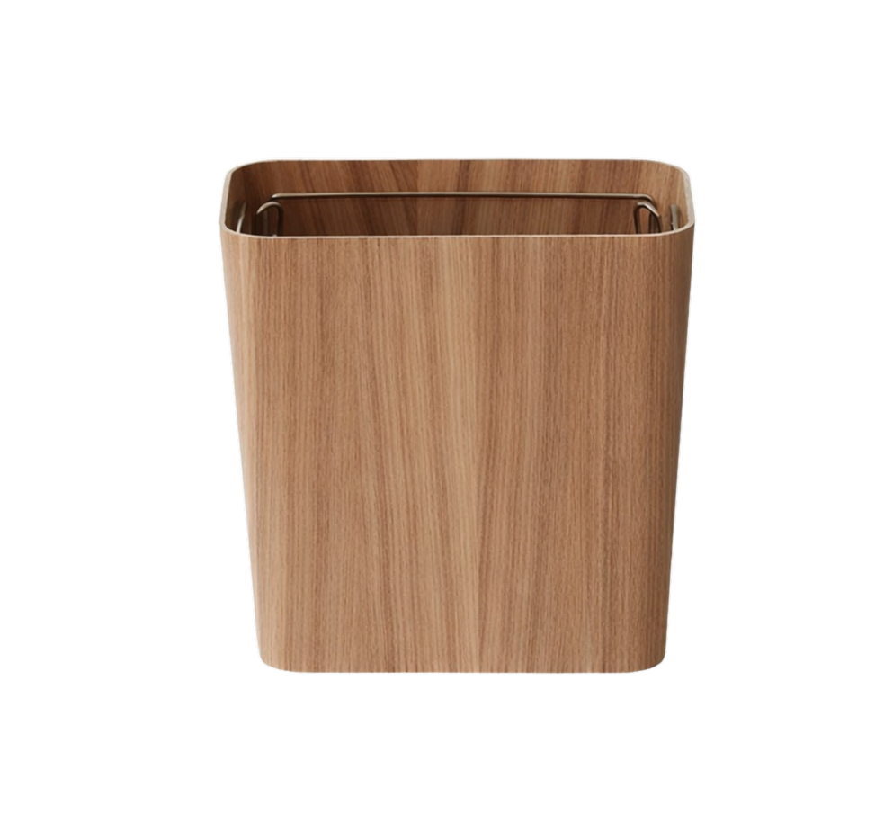 Poubelle en bois design rectangulaire finition frêne