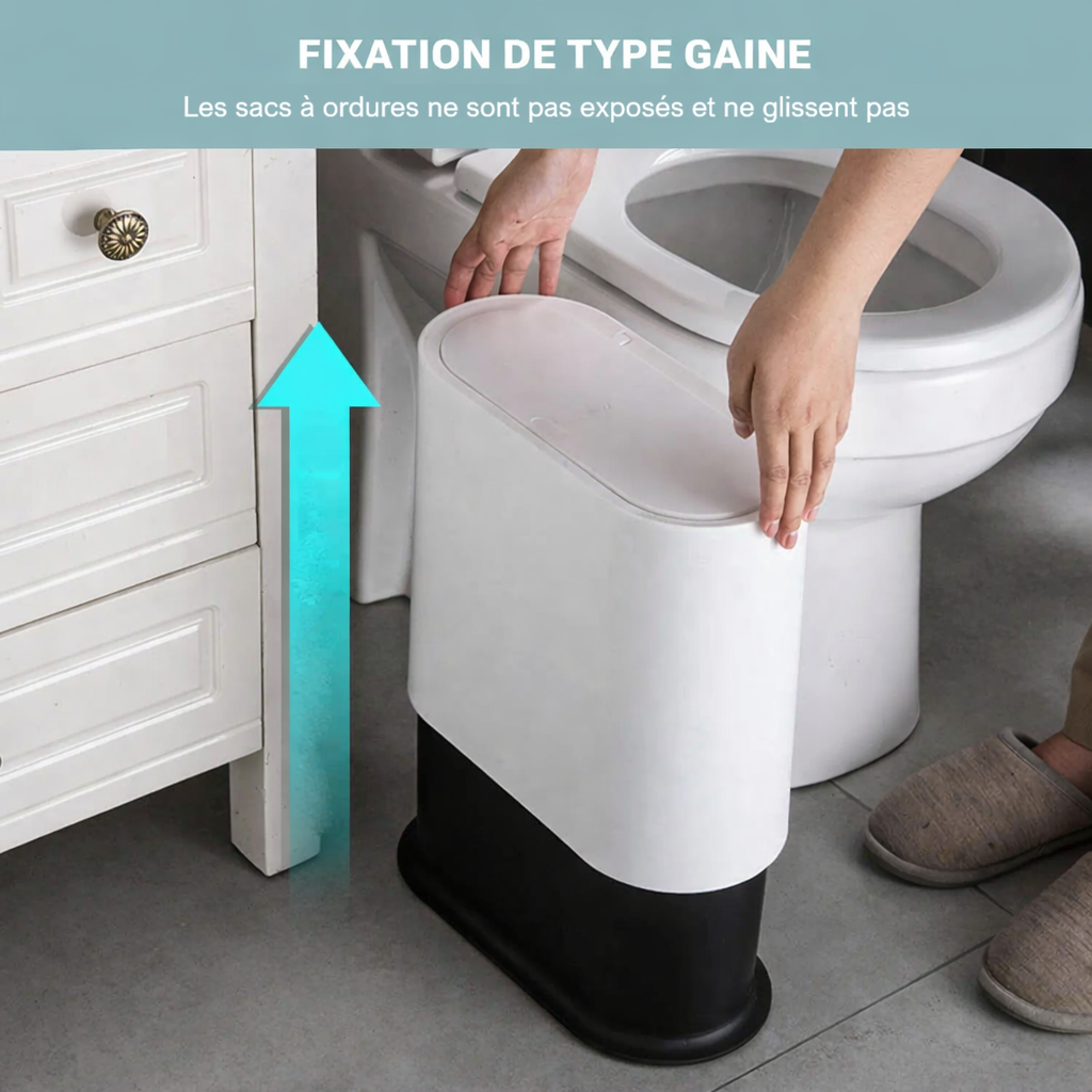 Poubelle blanche à couvercle presse 12L