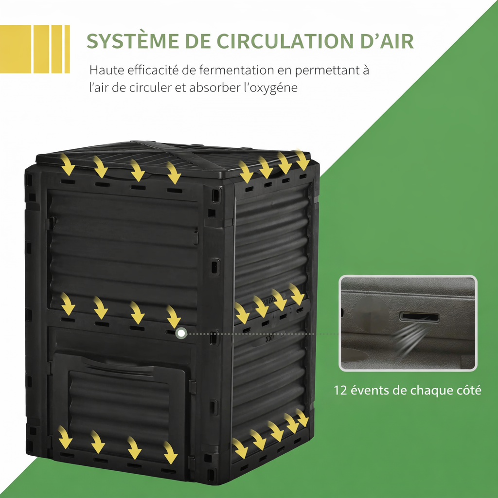 Poubelle de compostage extérieure sans odeur 300L