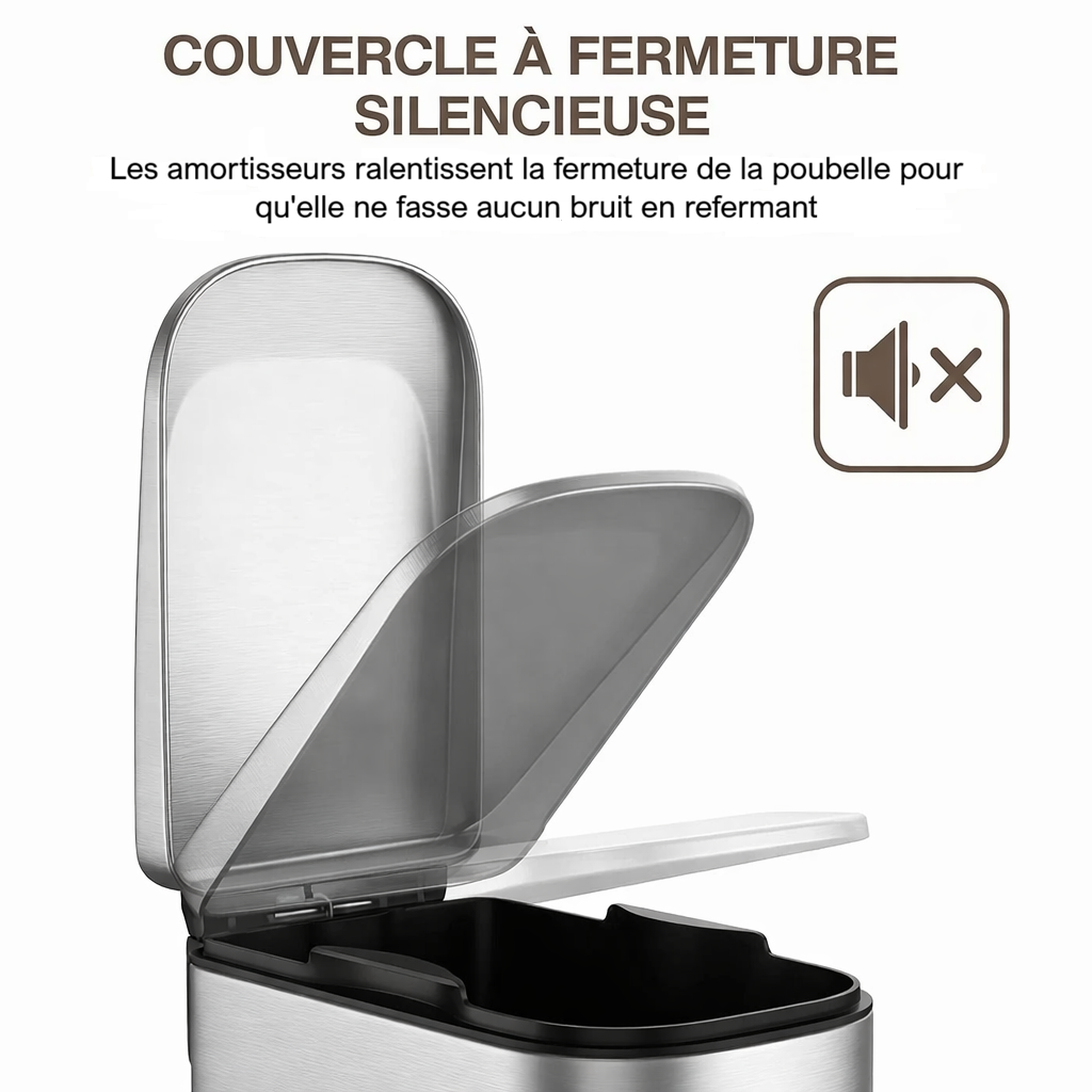 Poubelle design à pédale en inox 6L