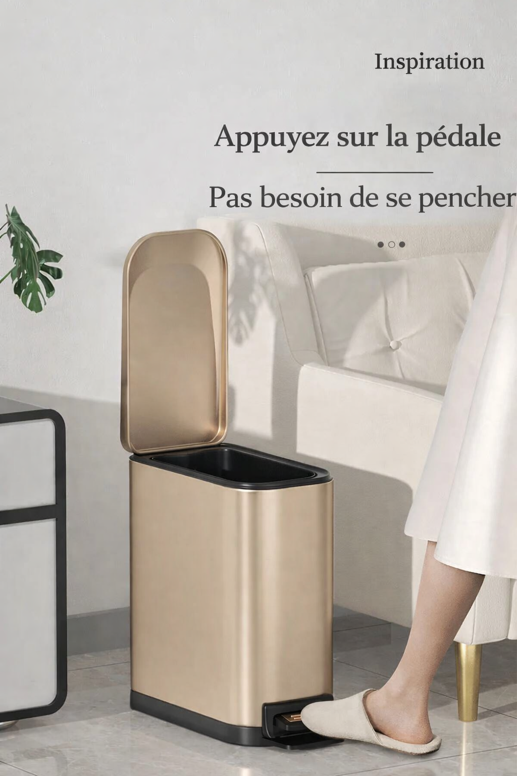 Poubelle design à pédale en inox 6L