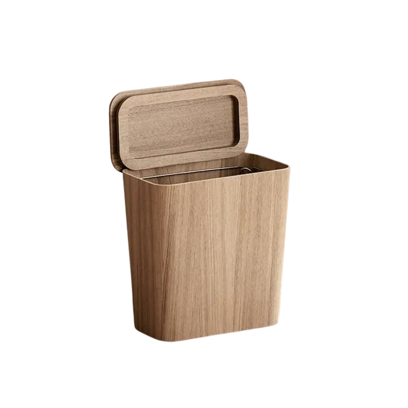 Poubelle en bois design rectangulaire finition frêne