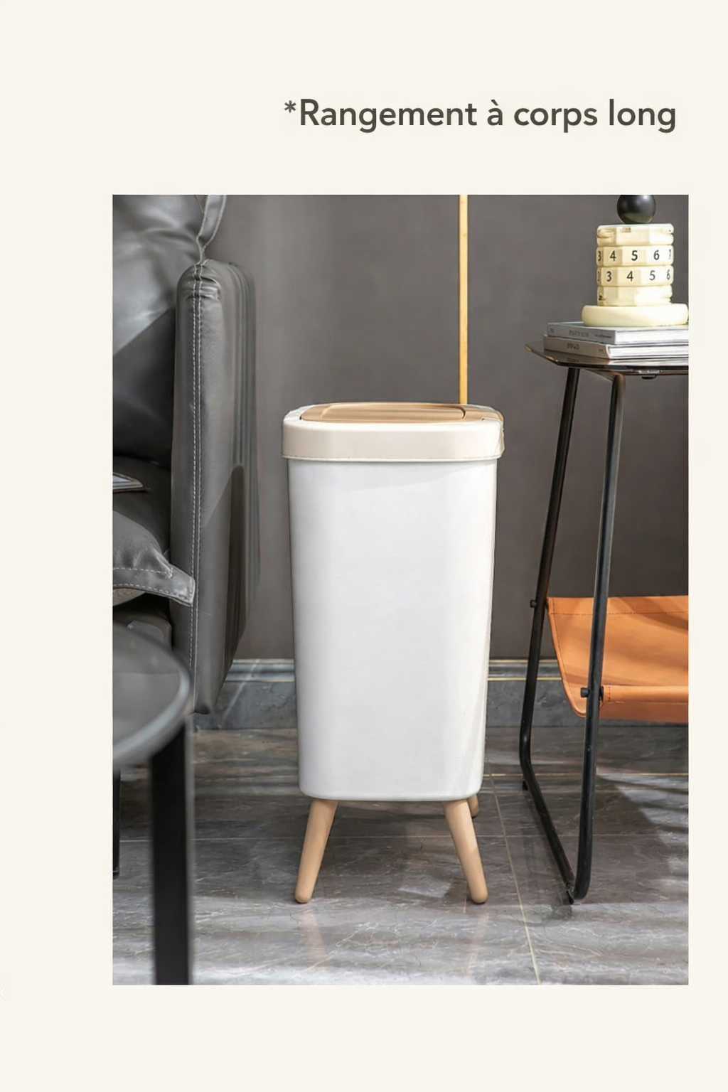 Poubelle rectangulaire avec couvercle à pression design