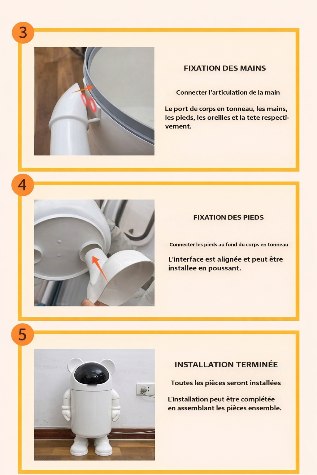 Poubelle design astronaute sur pied