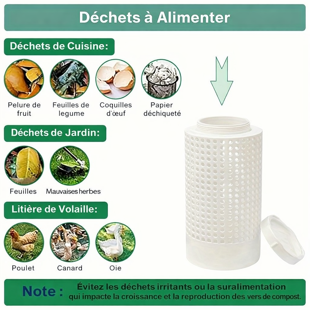 Composteur écologique enterré à vers discret et sans odeur