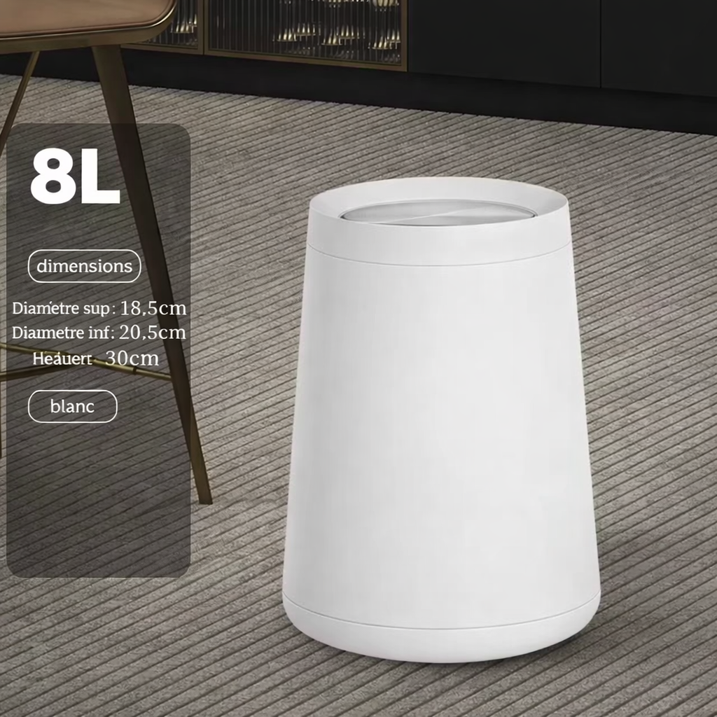 Poubelle design de luxe en inox à couvercle roulant