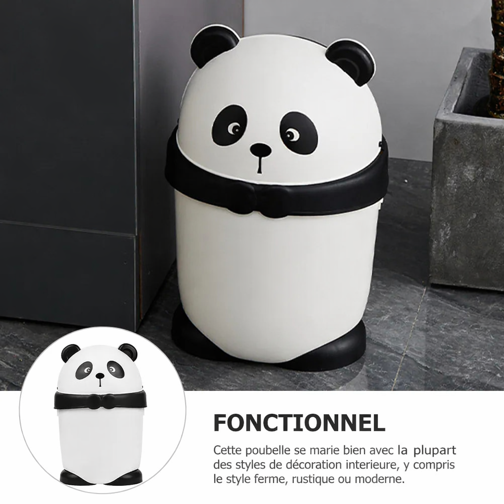 Poubelle décorative design panda avec couvercle