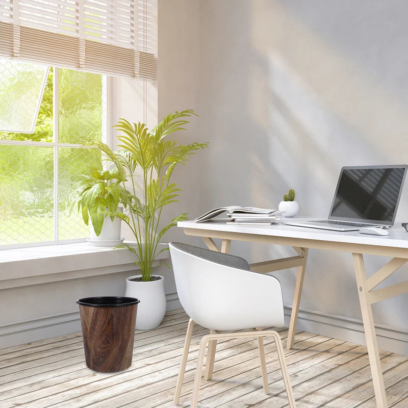 Corbeille ronde design rétro imitation bois 7L