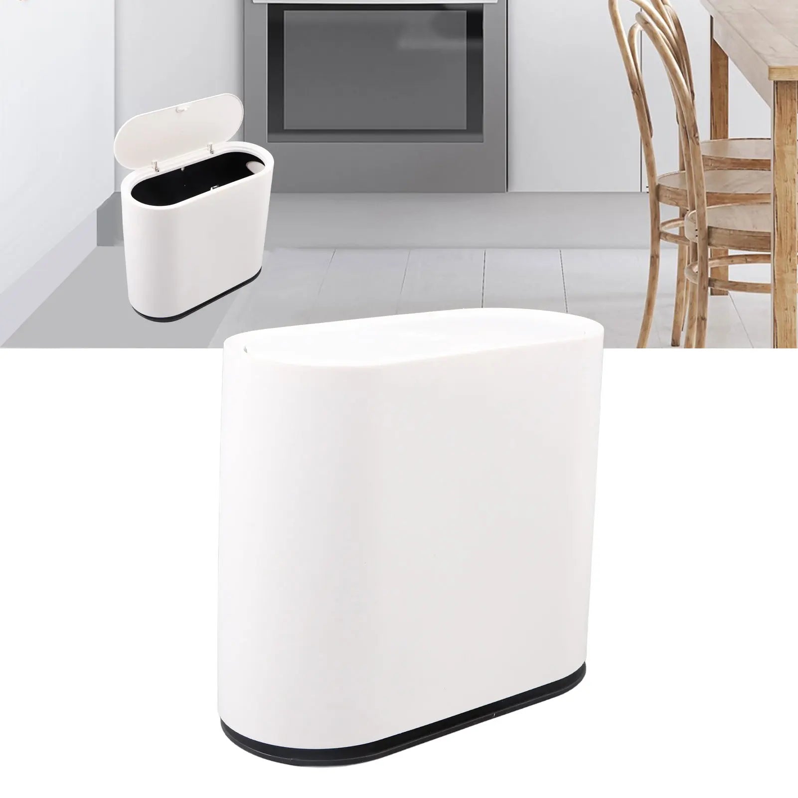 Poubelle blanche à couvercle presse 12L