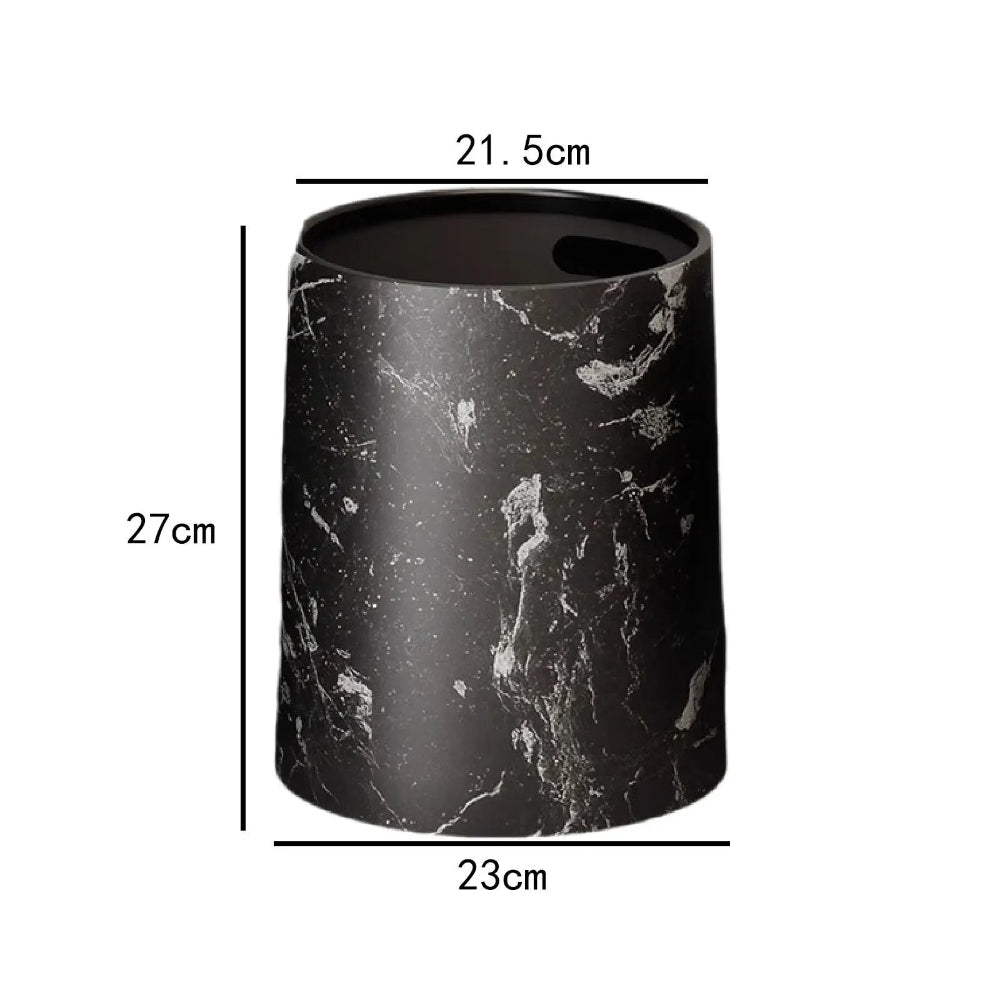 Poubelle ronde sans couvercle en plastique design marbré