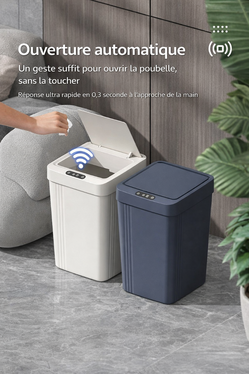 Poubelle automatique intelligente à capteur 13L