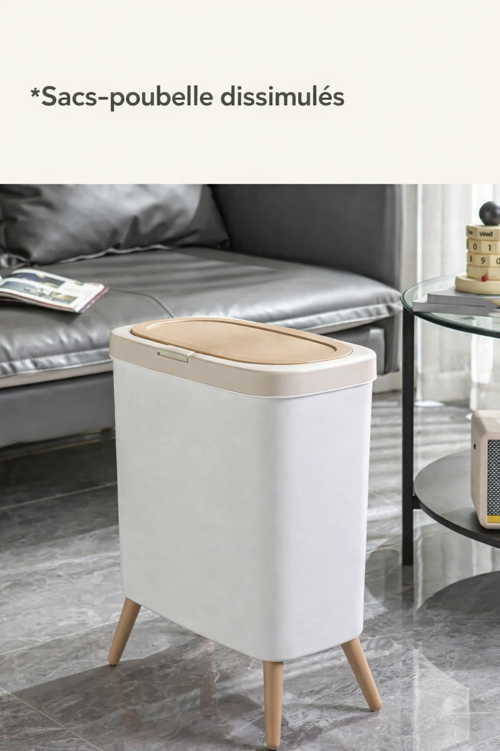 Poubelle rectangulaire avec couvercle à pression design