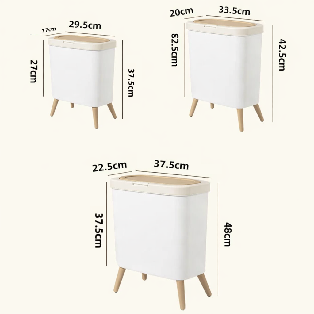 Poubelle rectangulaire avec couvercle à pression design