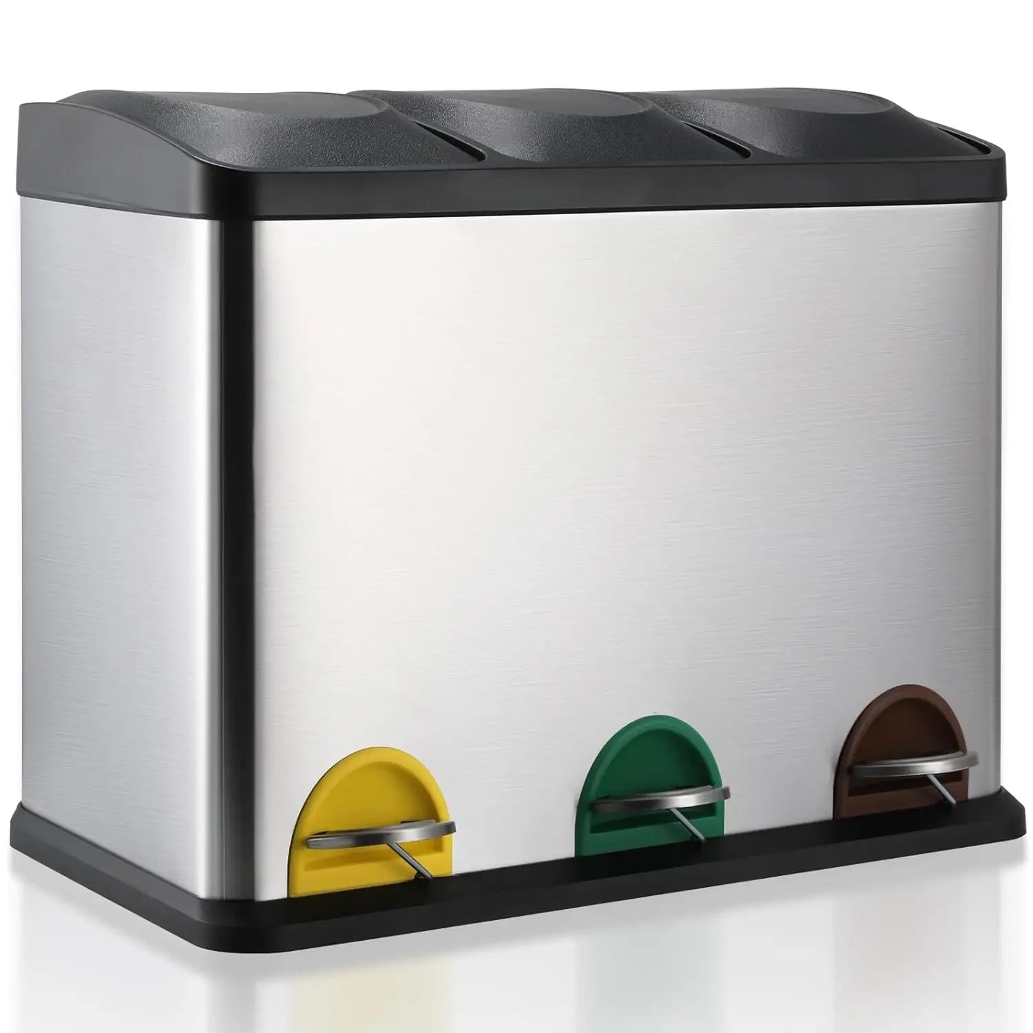 Poubelle de cuisine en inox 3 compartiments