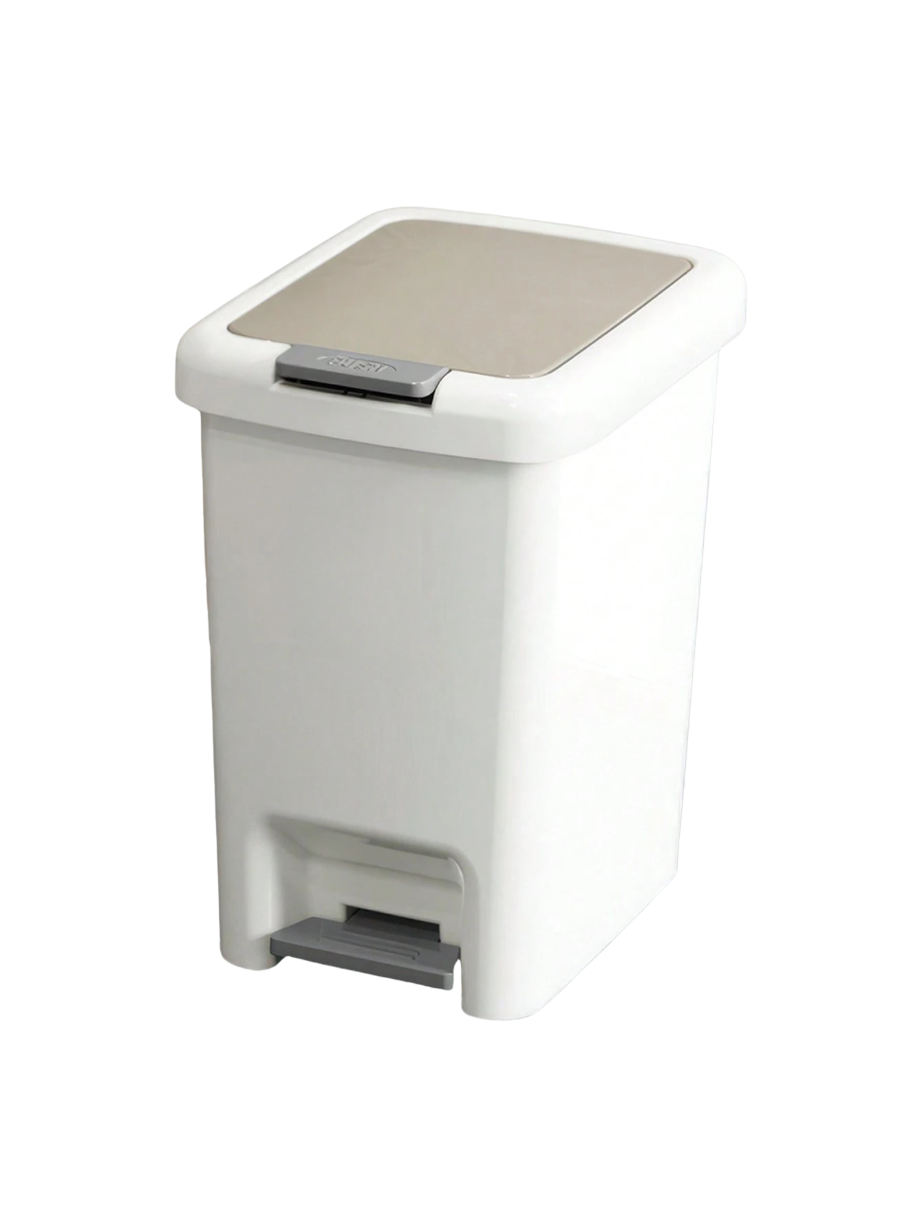 Poubelle à pédale rectangulaire blanche compacte et pratique