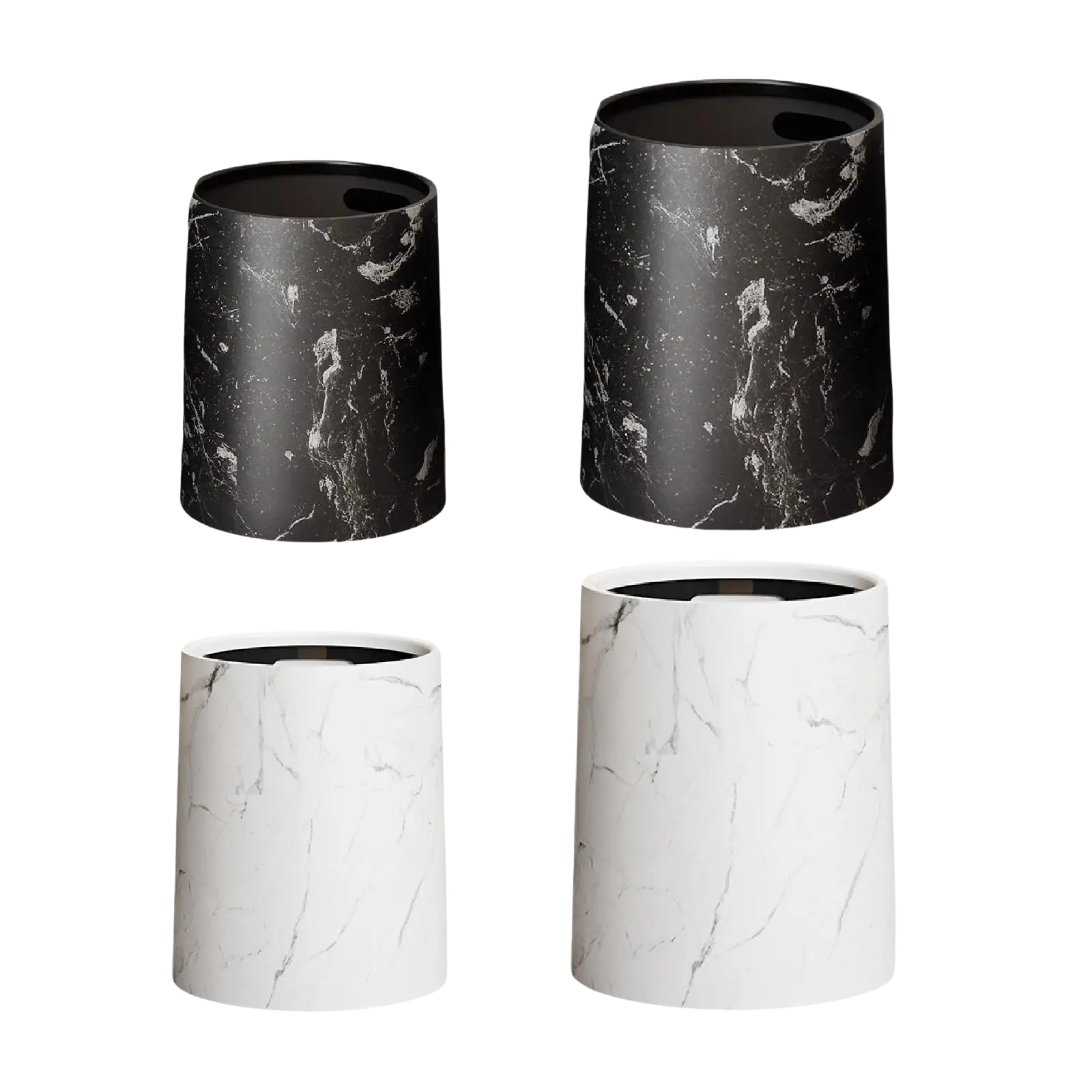 Poubelle ronde sans couvercle en plastique design marbré