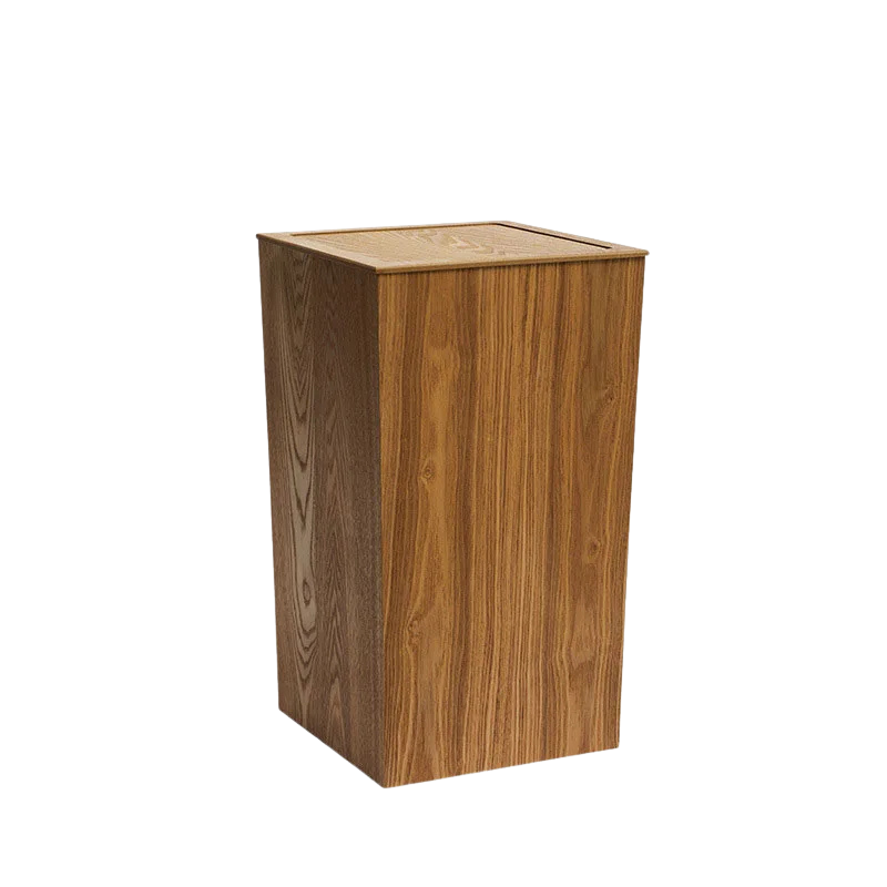 Poubelle en bois noyer design pressé