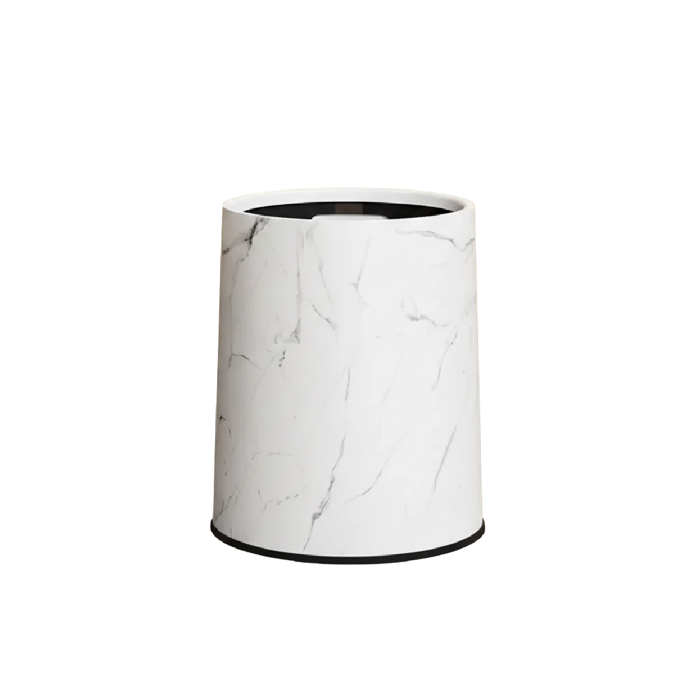 Poubelle ronde sans couvercle en plastique design marbré