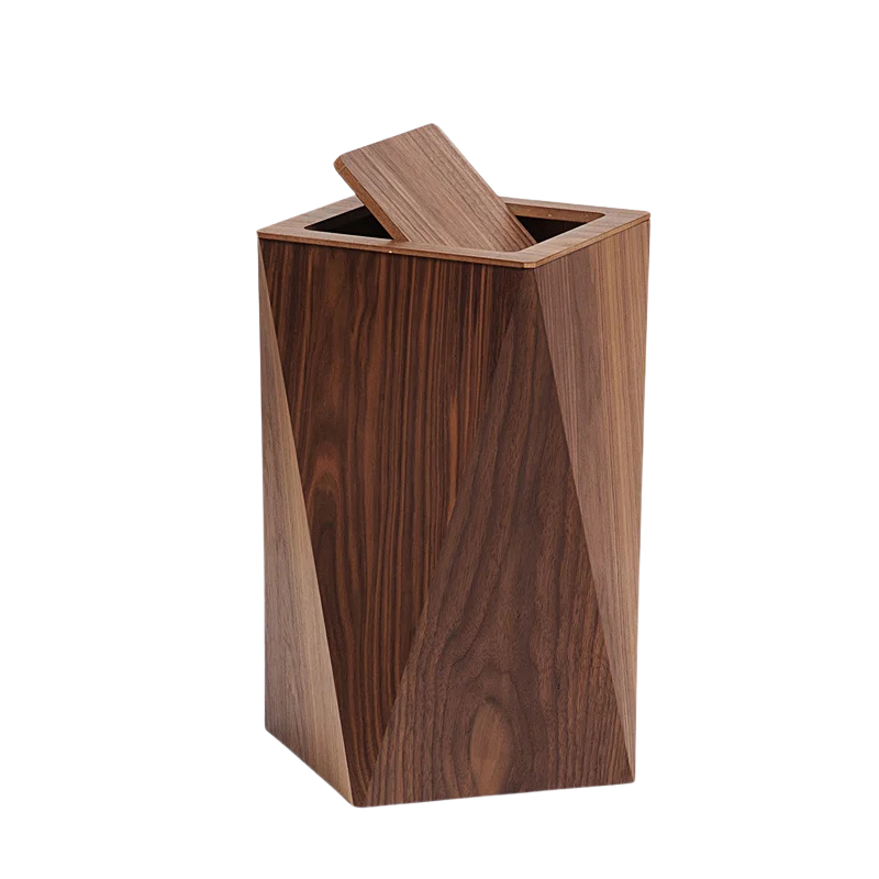 Poubelle Créative Diamant en Bois Moderne