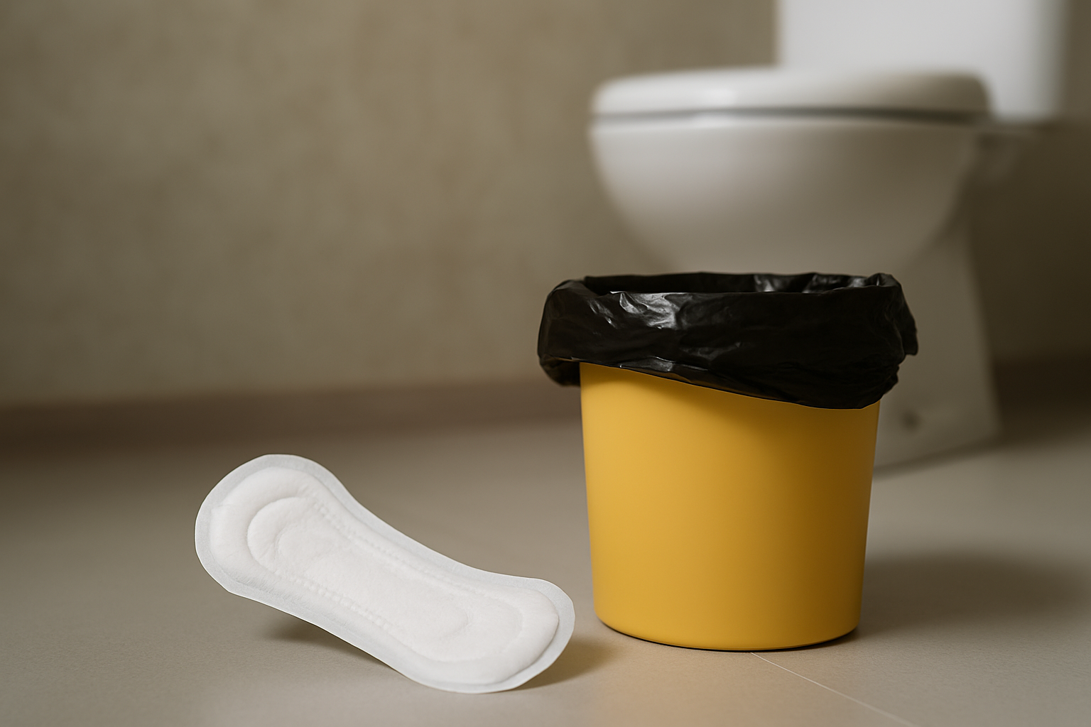 Serviettes hygiéniques poubelle et toilette