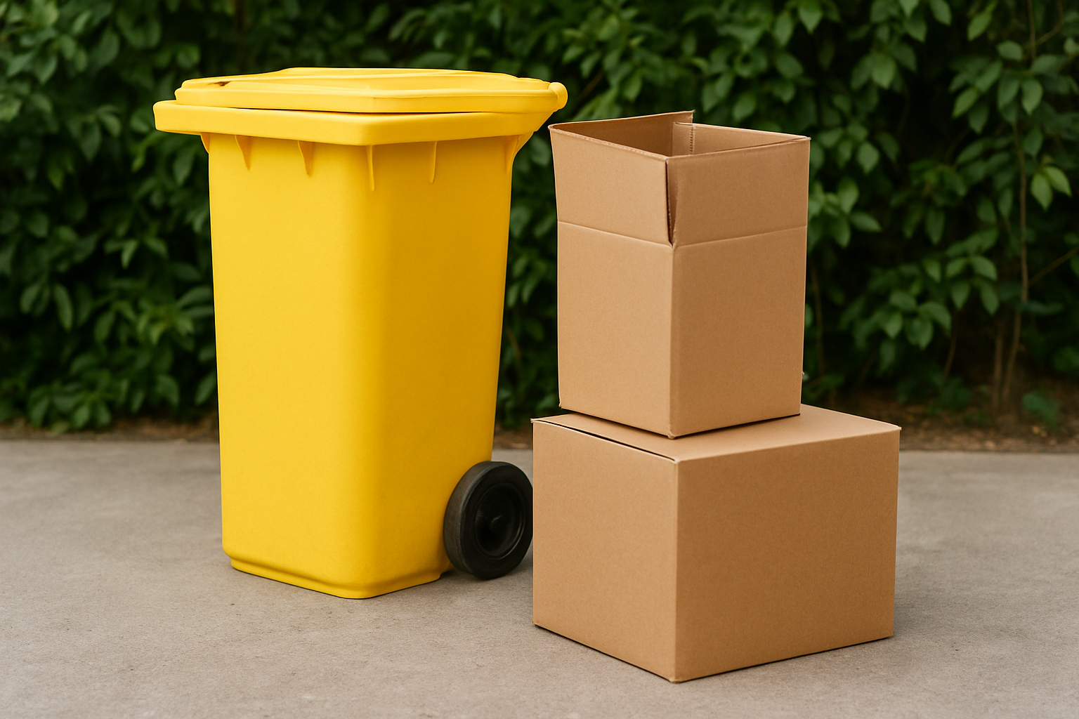 Poubelle et carton
