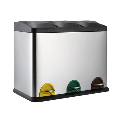 Poubelle de cuisine en inox 3 compartiments