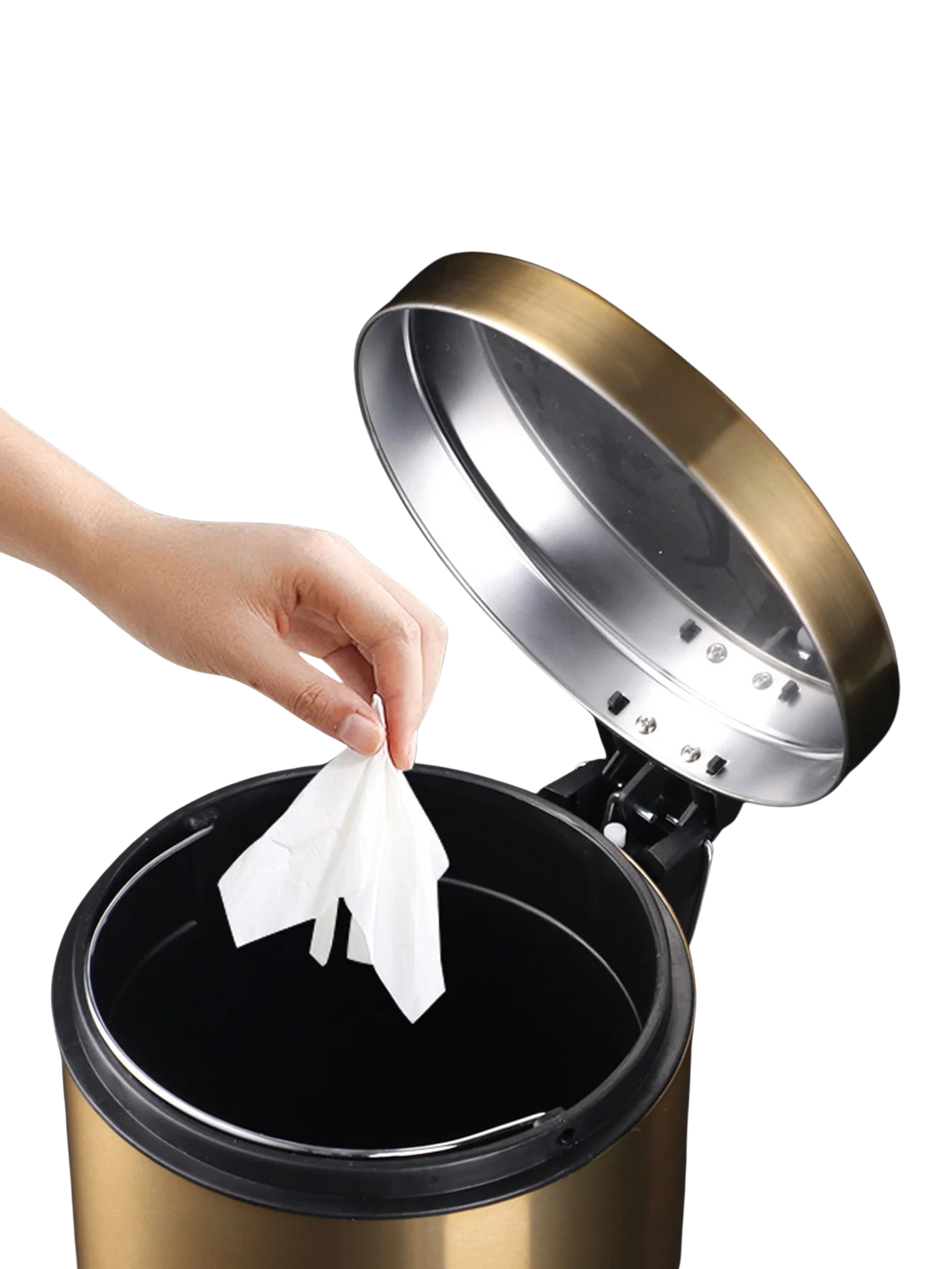 Poubelle salle de bain dorée 5L