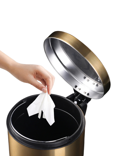 Poubelle salle de bain dorée 5L