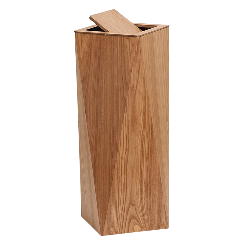 Poubelle Créative Diamant en Bois Moderne