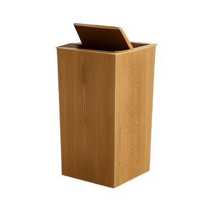 Poubelle en bois noyer design pressé