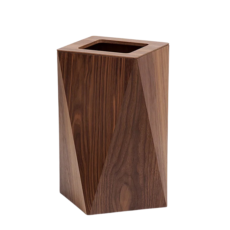 Poubelle Créative Diamant en Bois Moderne