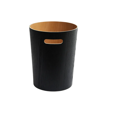 Poubelle en bois noyer design pressé