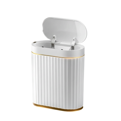 Poubelle automatique design ovale à parois cannelées 7L