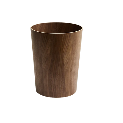 Poubelle en bois noyer design pressé