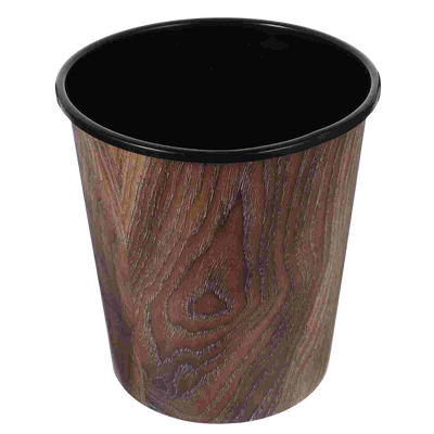 Corbeille ronde design rétro imitation bois 7L