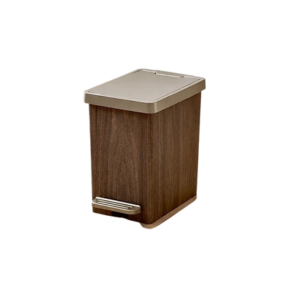 Poubelle design effet bois avec deux modes d’ouverture